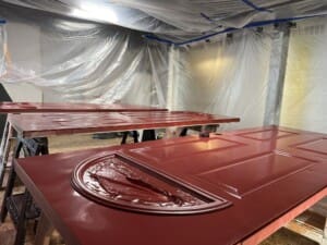 Doors being painted red